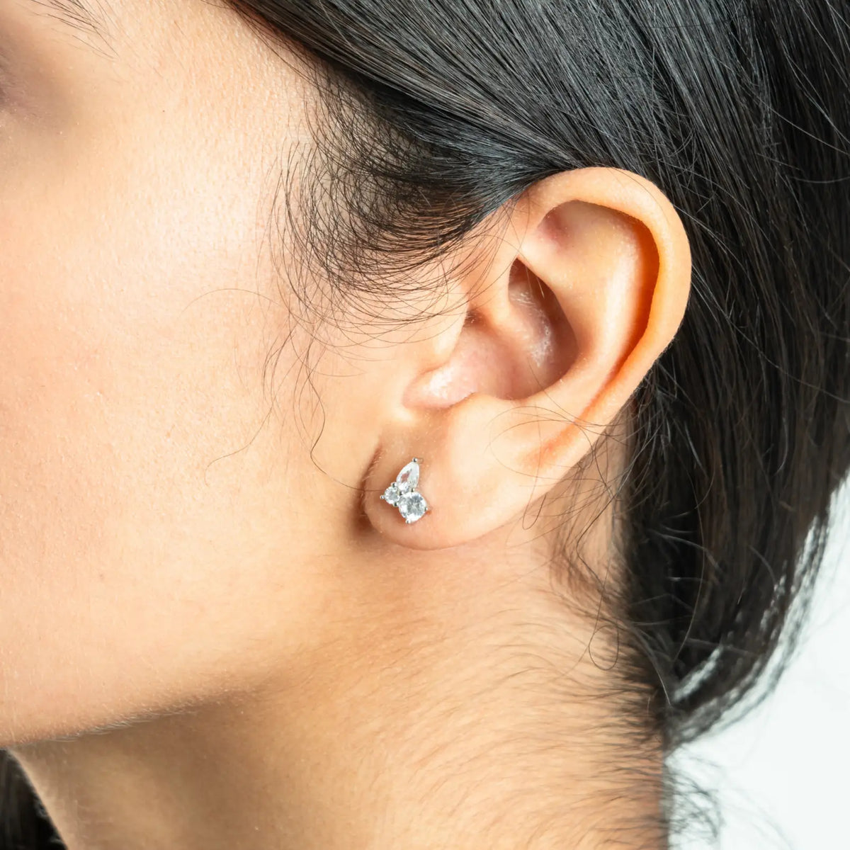 Empress Cluster 925 Silver Stud Earrings — detail view 2