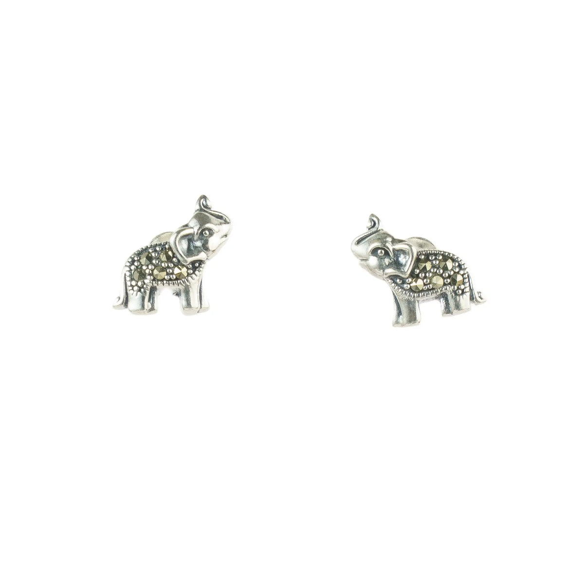 Lucky Elephant 925 Silver Stud Earrings — detail view 2