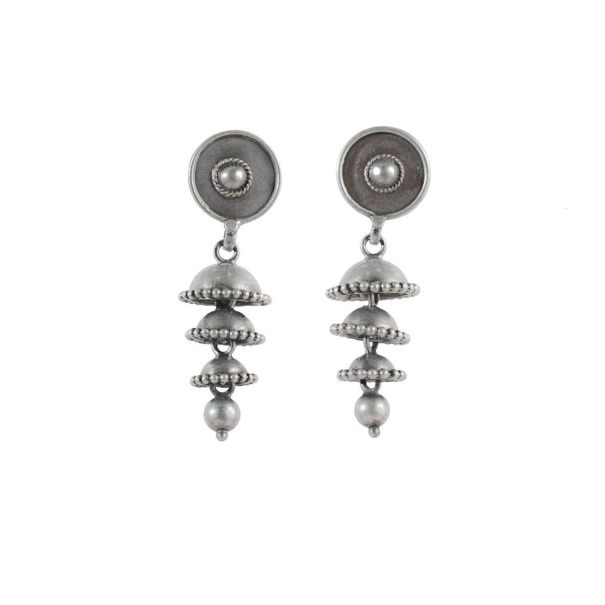 Multi-Layer 925 Silver Jhumka Earrings — detail view 2