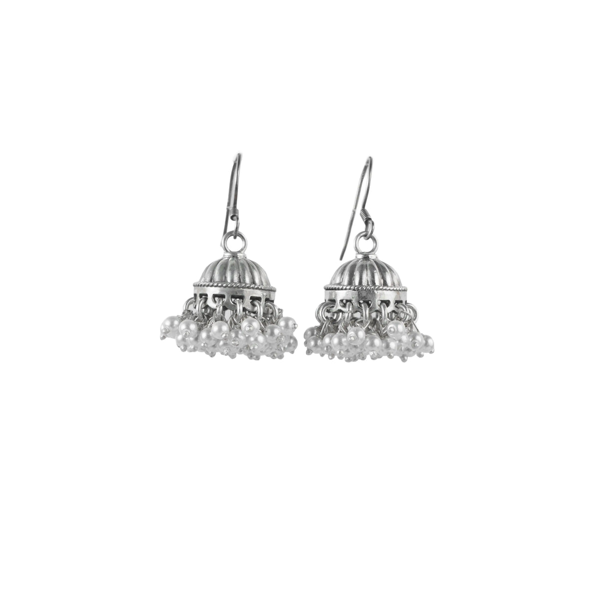 Traditional Pearl Hook 925 Silver Jhumka — detail view 2