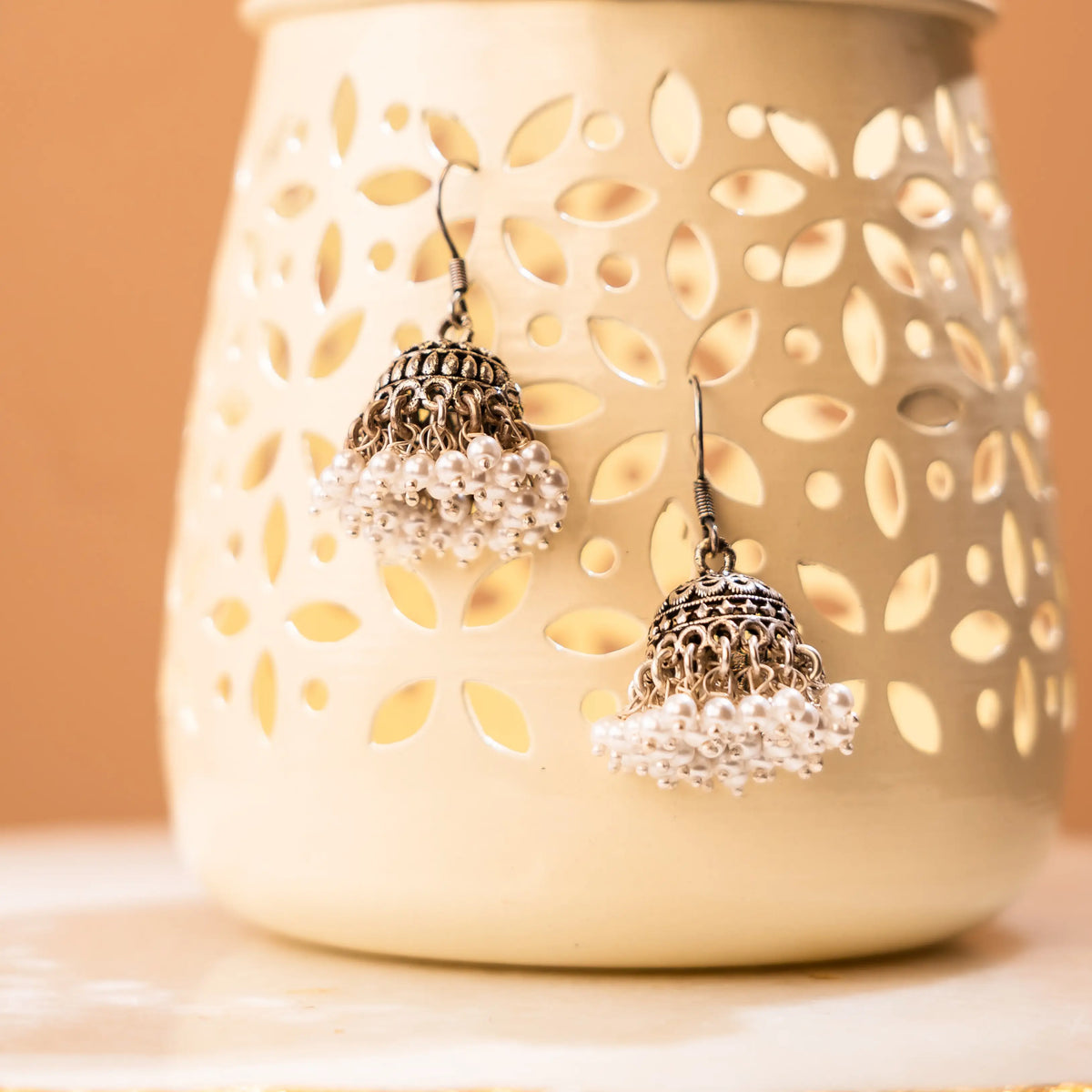 Indian Pearl Hook 925 Silver Jhumki