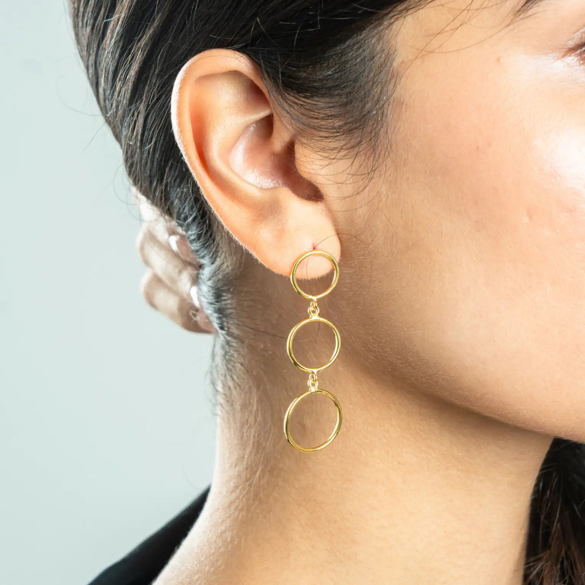 Three Layer Drop 925 Silver Earrings — detail view 2
