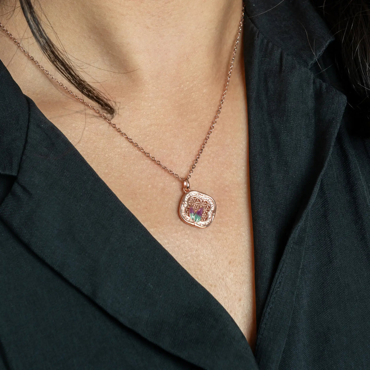 Mystic Medallion Antique 925 Silver Necklace — detail view 5