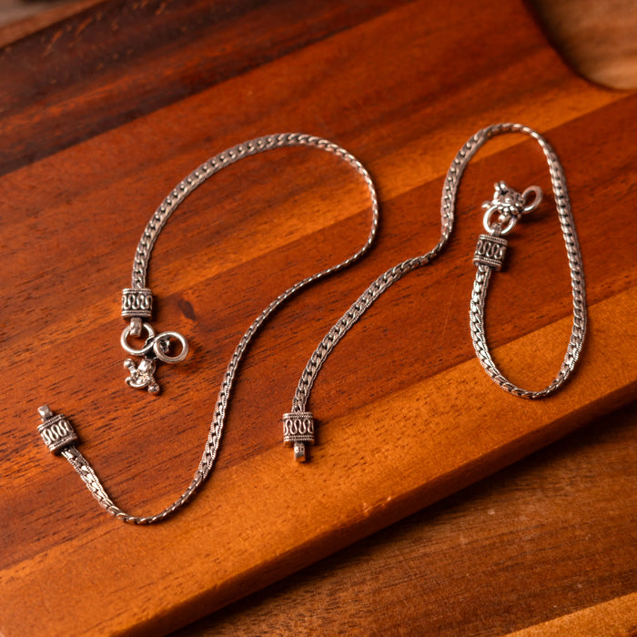 Antique Finish 925 Silver Flat Chain Anklet