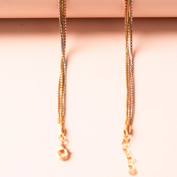 Multicolour 3-Layer 925 Silver Anklet