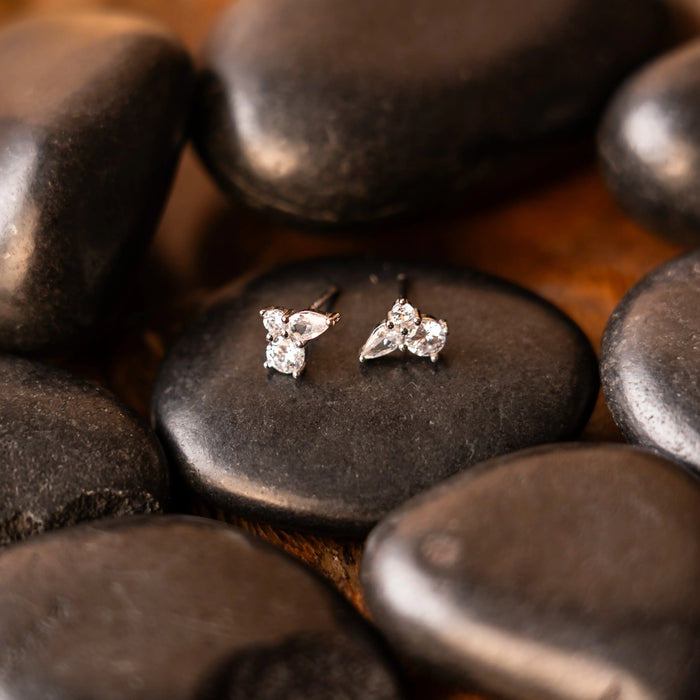 Empress Cluster 925 Silver Stud Earrings