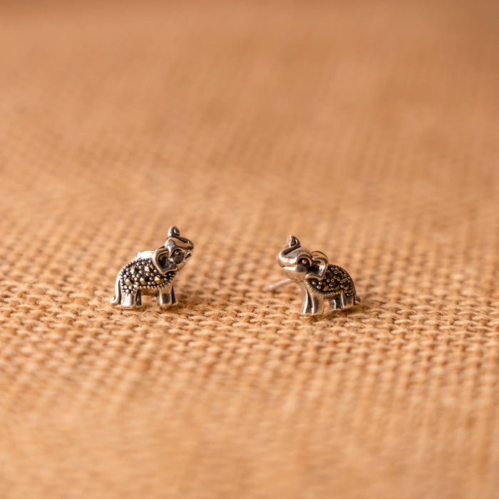 Lucky Elephant 925 Silver Stud Earrings