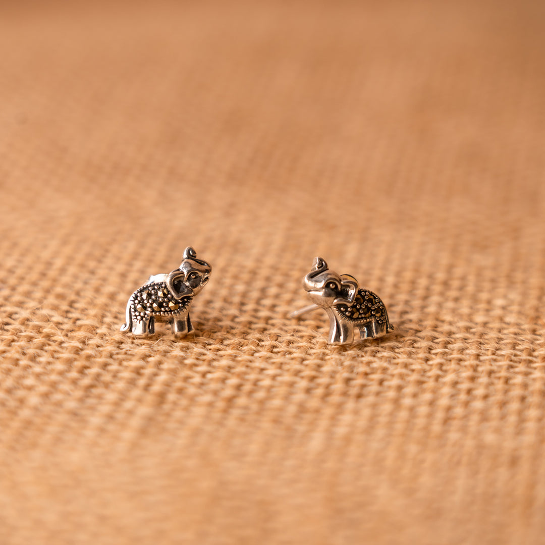 Silver Elephant Studs
