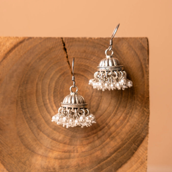 Traditional Pearl Hook 925 Silver Jhumka