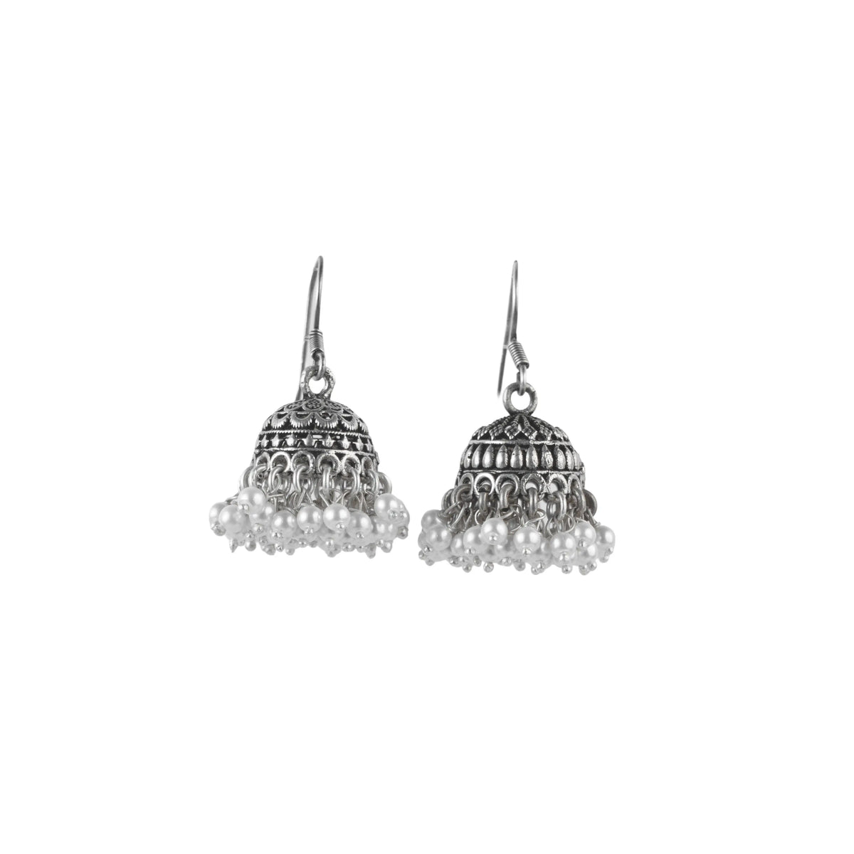 Indian Pearl Hook 925 Silver Jhumki — detail view 2