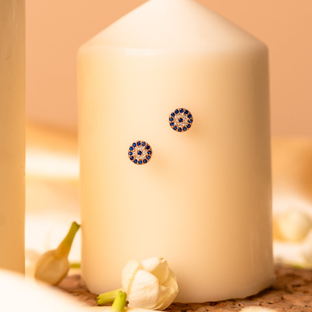 Blue Stone Round Earings