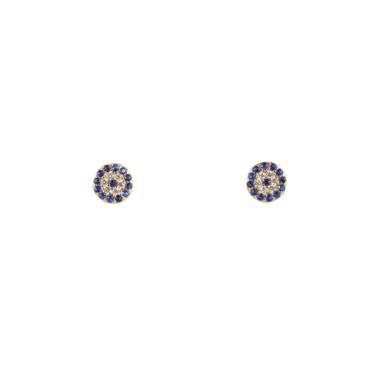 Blue Stone Round 925 Silver Stud Earrings — detail view 2