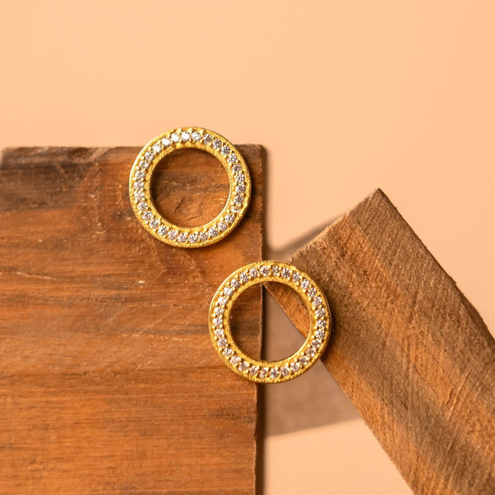 Divine Orbit Halo 925 Silver Stud Earrings