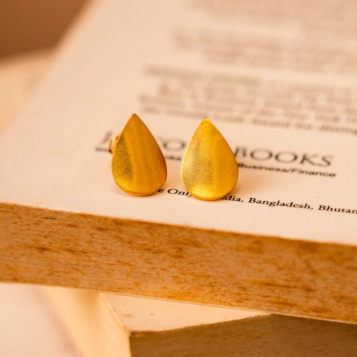 Golden Leaf 925 Silver Stud Earrings