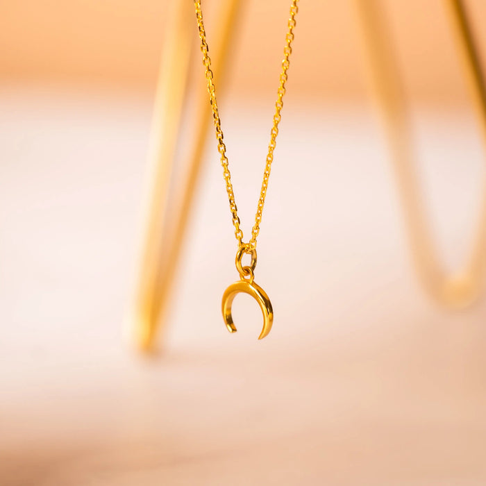 Serene Crescent Moon 925 Silver Necklace