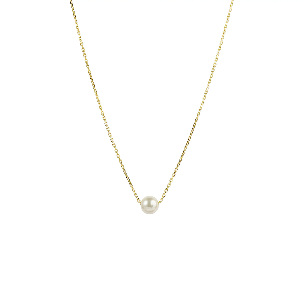 Single Pearl 925 Silver Necklace (Gold Finish) — detail view 3