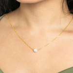 Load image into Gallery viewer, Single Pearl Gold Necklace